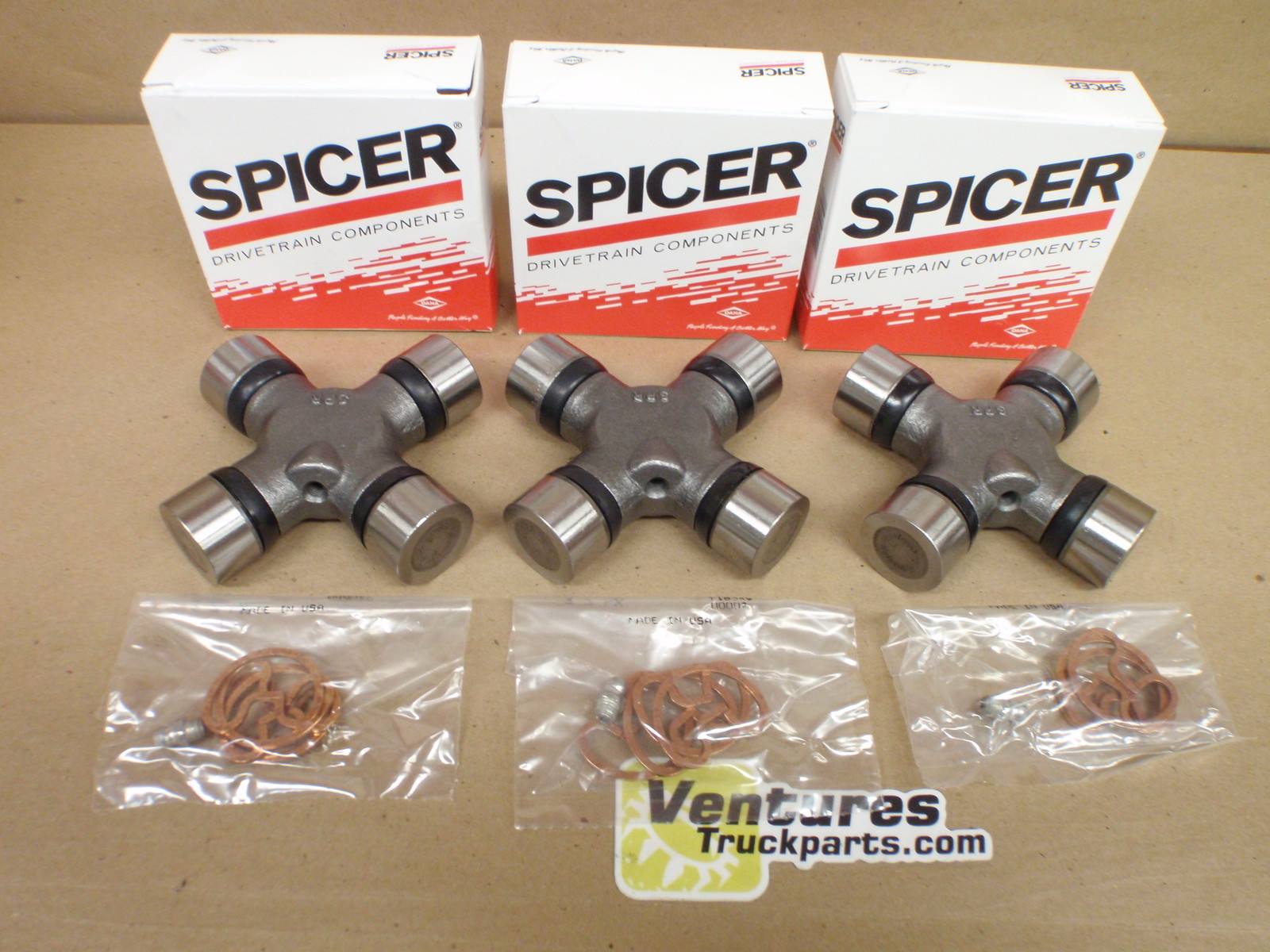 1999-2014 Ford F250 F350 2WD Genuine USA Spicer Greaseable Rear Drive Shaft U Joints 3 Each For 2 Piece Rear Drive Shaft With Carrier Bearing