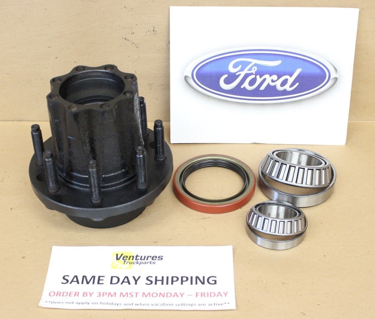 1984-1997 Ford F250 F350 2x4 or 4x4 Single Rear Or Dually Sterling 12 Bolt 10.25 Rear 8 Lug Wheel Hub With New Bearings Casting # E5TW-AA
