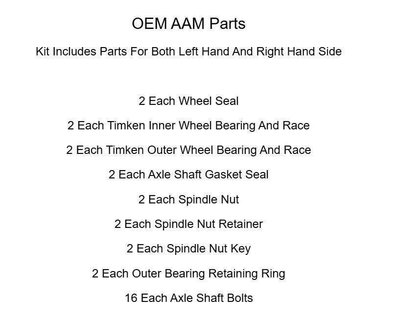 2011-2016 Chevy GMC Silverado Sierra 2500 3500 SRW Rear Wheel Hub Bearing Seal Kit OEM AAM - Image 10