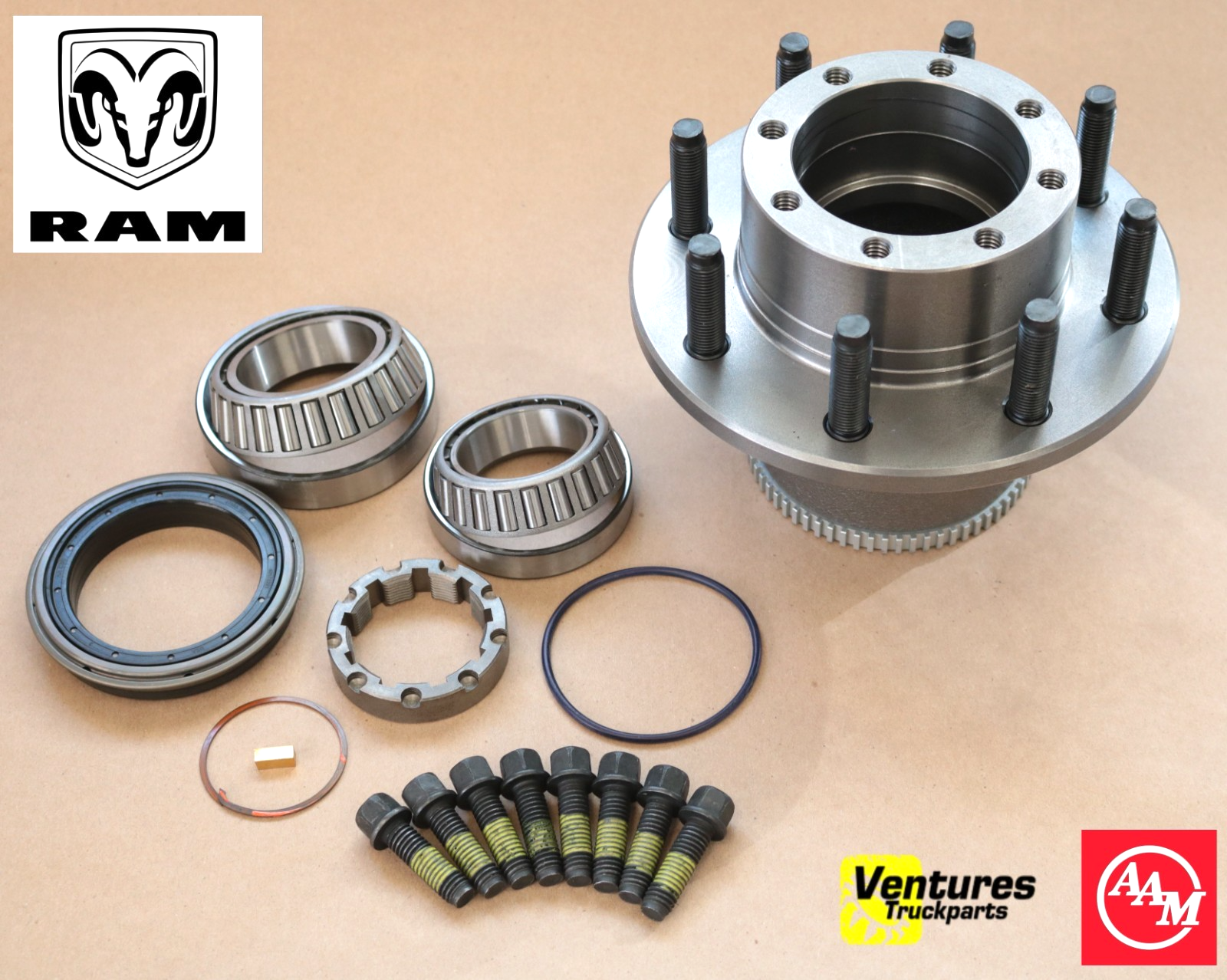 2019-2026 Ram 2500 Or 3500 Rear Wheel Hub, Bearings, Seal, And Spindle Nut Kit