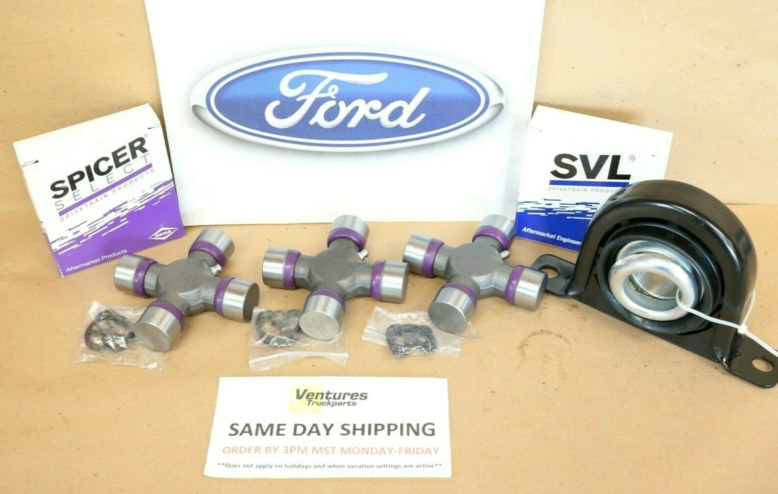 Ford F250 F350 Superduty 4x4 Driveshaft Carrier Bearing and U Joint Kit 