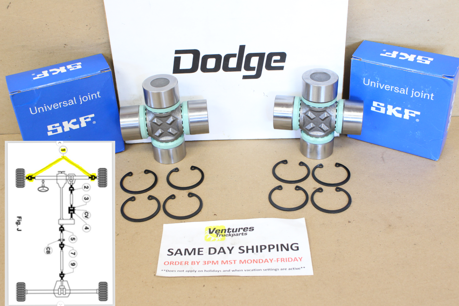 2008-2018 Dodge Ram 4500 5500 Front 4x4 Axle Shaft U Joints Magna Left And Right Side