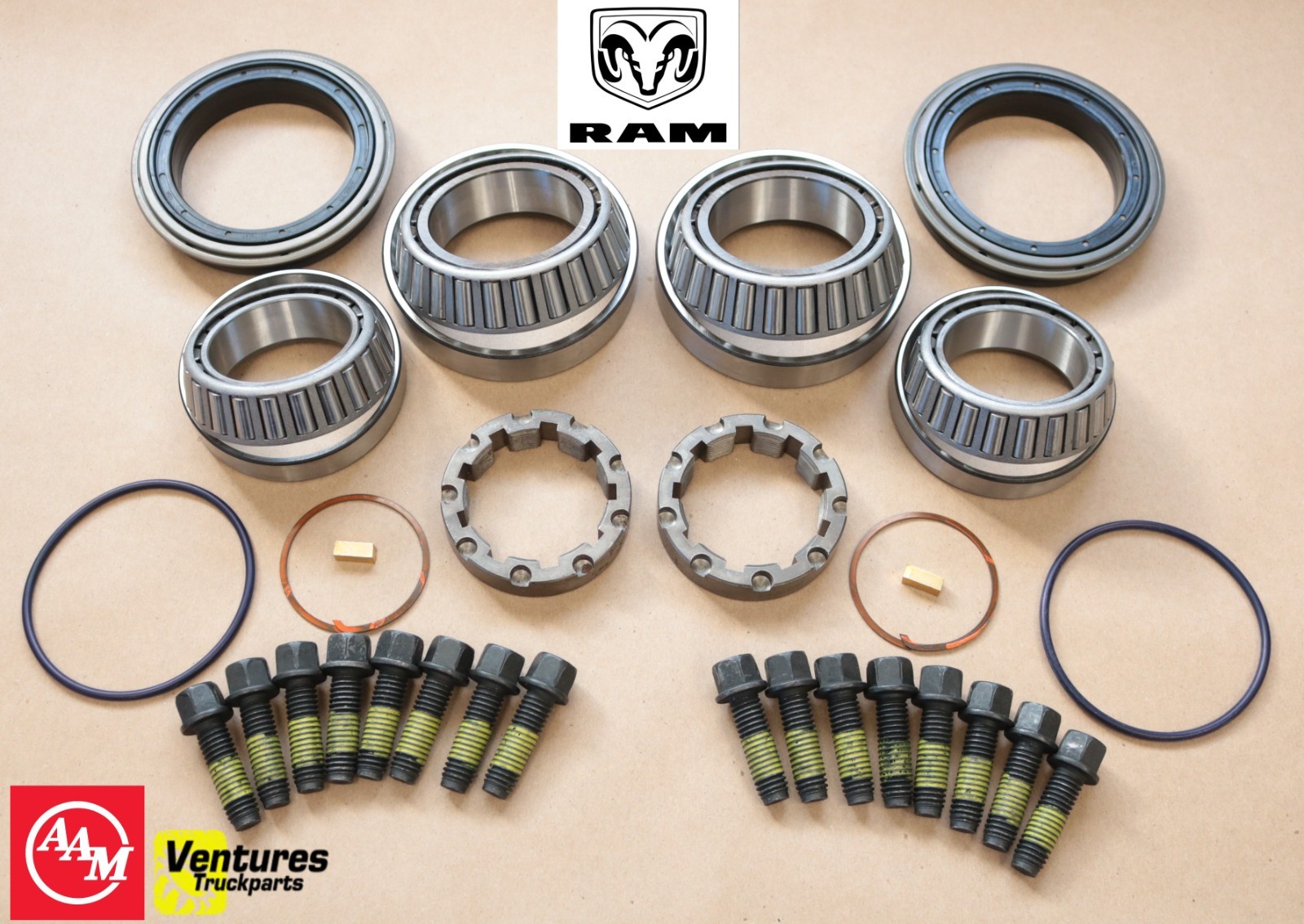 2019-2026 Ram 2500 3500 Rear Wheel Bearing, Seal, And Spindle Nut Kit OEM AAM