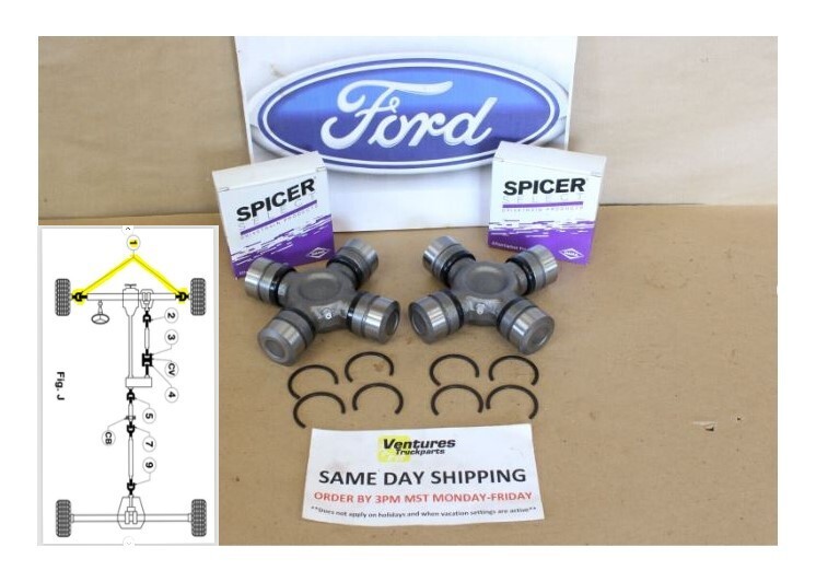 2005-2025 Ford F450 F550 Super Duty Front 4x4 Axle Shaft Greaseable U Joints 2ea.
